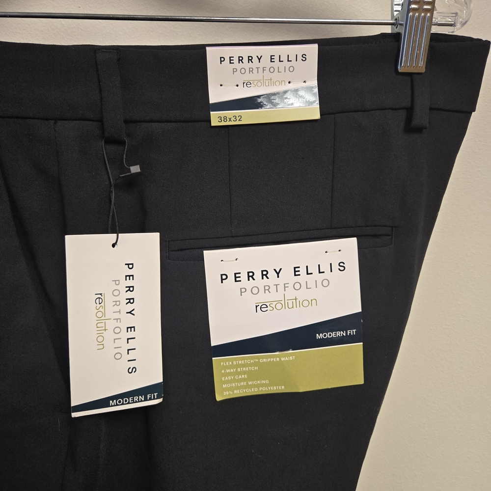 Perry Ellis Black Flat Front Pants